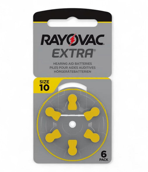 Piles auditives Rayovac Extra 10 (PR70) – Plaquette de 6, compatibles toutes marques