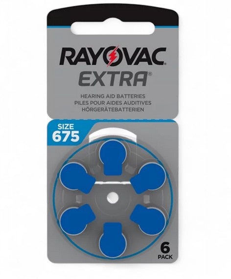 Piles auditives Rayovac Extra 675 (PR44) – Plaquette de 6, compatibles toutes marques