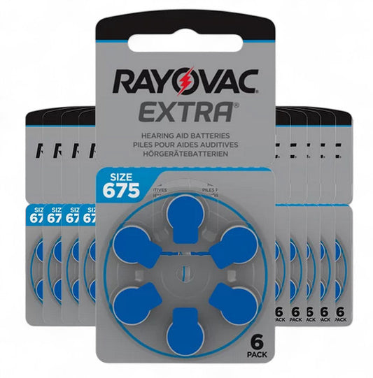 Piles auditives Rayovac Extra 675 (PR44) – Plaquette de 6, compatibles toutes marques