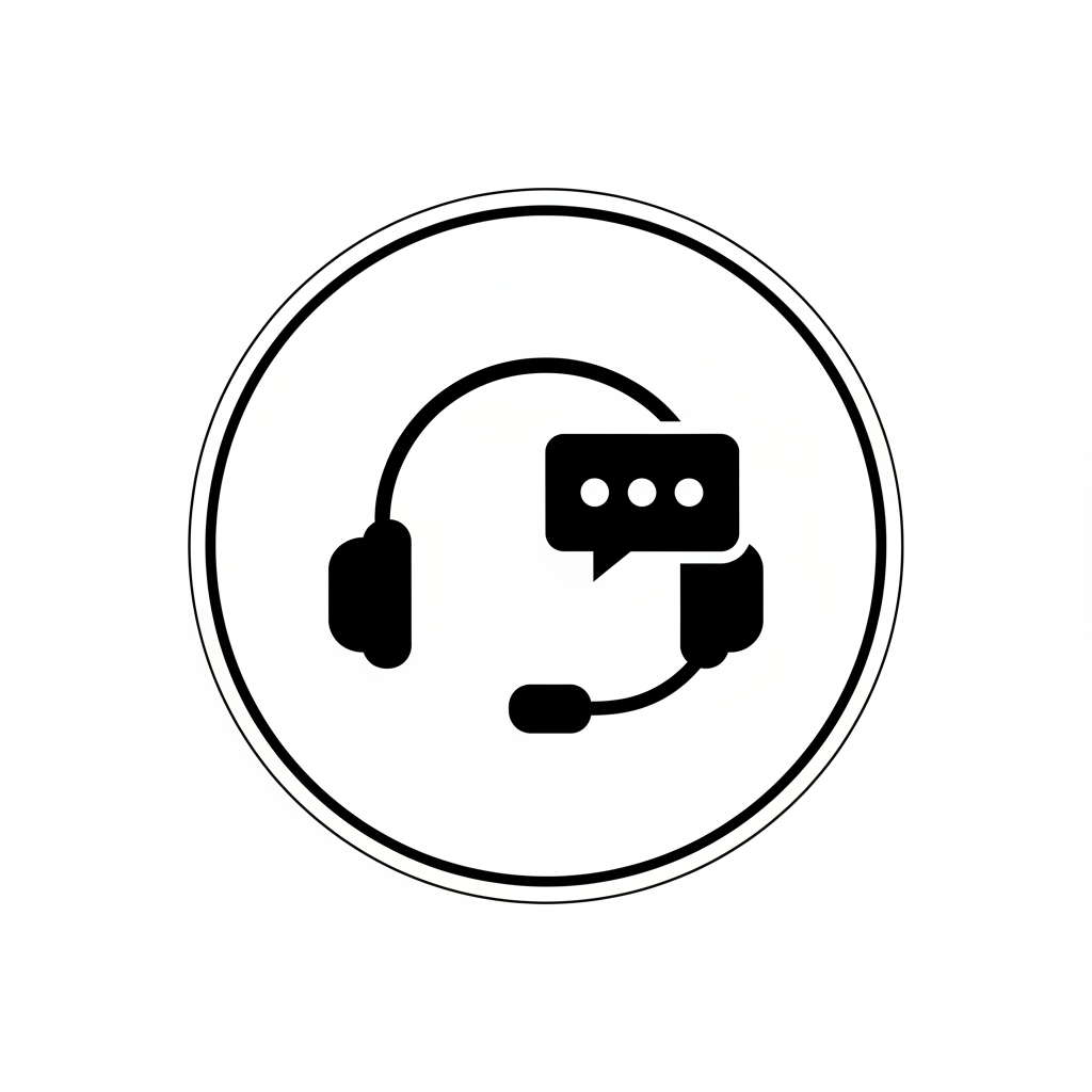 Logo support client réactif noir et blanc